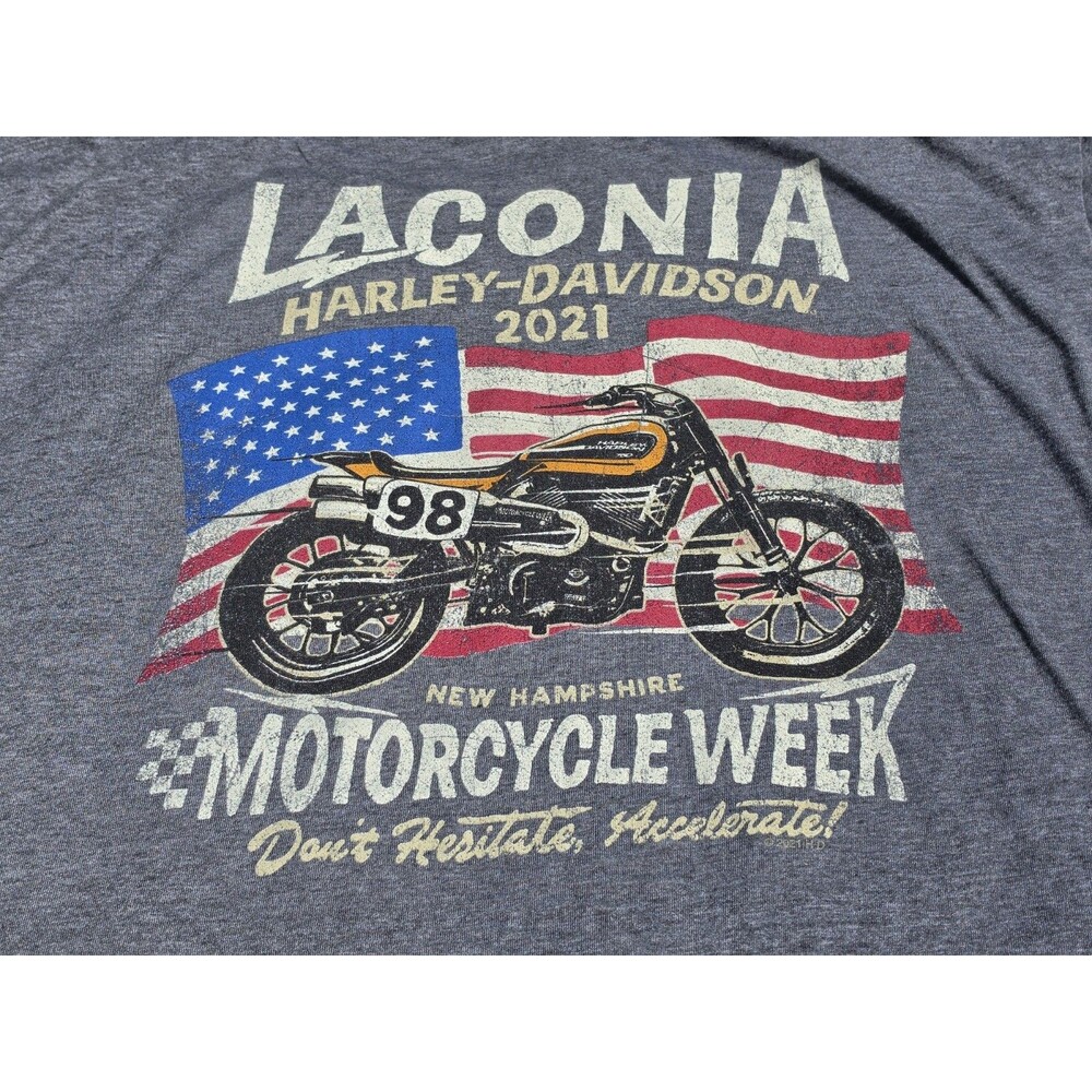 Harley-Davidson Men’s XXL Laconia NH 2021 Motorcycle Week T-Shirt Heather Grey